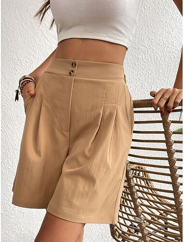  Per donna Chinos Shorts Vacanza Moda Streetwear Corto Vita Alta Semplice Tasca Comodo Comodità Morbido Inelastico All'aperto Streetwear Nero Blu marino Verde scuro Verde Estate Primavera Vestibilit