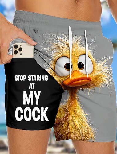  Voor heren Grappig Eend Grappig jargon Gevoerde shorts 2 in 1 zwemshorts Zwemshorts Medium Taille Hawaii Strandvakantie Zijzakken Met compressievoering Elastische tailleband met trekkoord Ontwerper