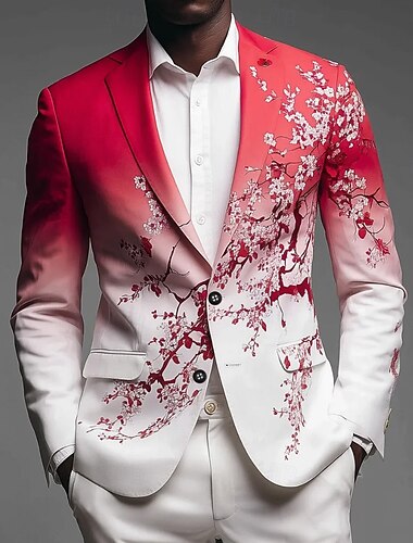  Per uomo Stampa Floreale Giacca blazer Cappotto Di tendenza Confortevole Traspirante Artistico Casual Quotidiano Formale Abbigliamento da sera Stampa 3D Bottoni Multi-tasche Autunno & Inverno