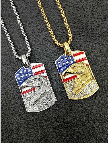  Verenigde Staten 250e verjaardag Mannen Alloy USA Vlag en Adelaar Hanger Ketting Verkrijgbaar in Goud en Zilver Perfect voor USA Onafhankelijkheidsdag  Casual Dracht