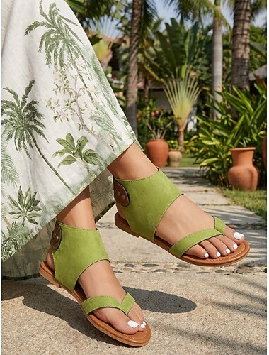  Groene suède instapsandalen voor dames met comfortabel design – casual schoenen voor de zomer, het strand en dagelijkse uitjes