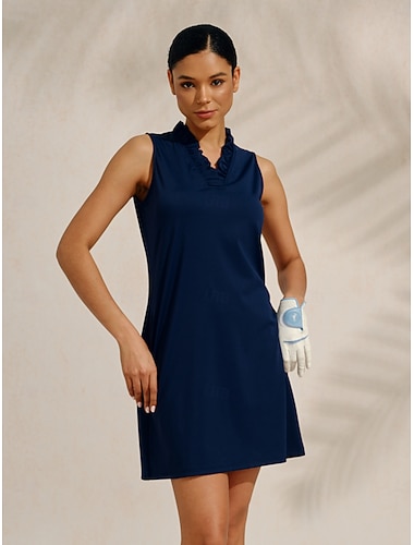  Naisten golf mekko Laivaston sininen Hihaton Hameet Naisten Golfasut Vaatteet Asut Vaatteet