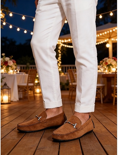  Brune slip-on loafers i kunstskinn til menn, trendy og komfortable, flotte for kvelder på feriestedet og ute på byen