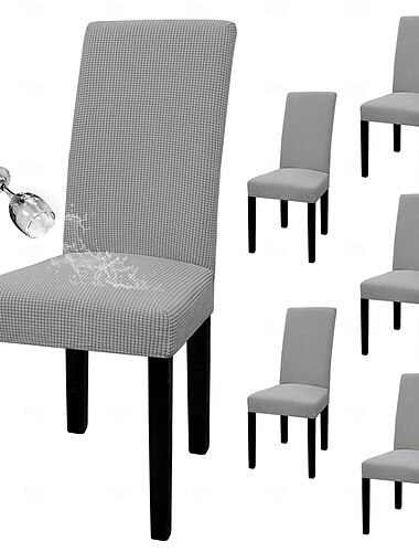  100 % wasserdichte Stuhlhussen für Esszimmerstühle, 6er-Set, abnehmbare und waschbare Stretch-Jacquard-Stuhlhussen für Parson-Stühle, geeignet für Zuhause, Restaurant und Bankett