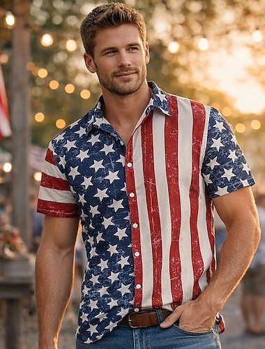  250-årsjubileum i USA Manga Hawaii skjorter Tilbake til Skolen USA Flagg Uavhengighetsdagen 4. juli Fritid Gate stil Harajuku Graphic Kawaii Voksne Herre Halvhjorteårsjubileum Maskerade 4. juli