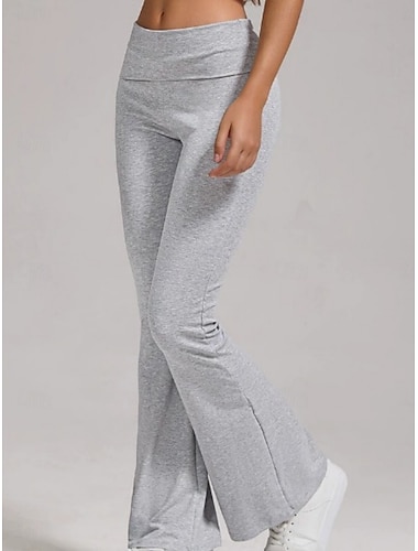  Dames Broek Uitlopende broek Vrijetijdsbroek Vakantie Modieus Streetwear Volledige lengte Hoge taille Effen Elastische taille Comfort Comfortabel Micro-elastisch Dagelijks Buiten Vakantie Lichtgrijs