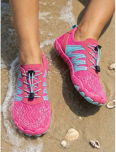 Chaussures aquatiques roses pour femmes, en maille respirante - baskets aquatiques souples à séchage rapide, confortables pour la plage, la natation, le bateau et le yoga. &activités de plein air