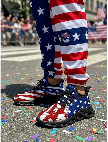  Vereinigte Staaten 250. Jubiläum Männer America Athleticsneakers - USA Flaggedruck leichte Laufschuhe Gepolsterte Sohle Patriotische Trainer für 4. Juli Feiern Paraden