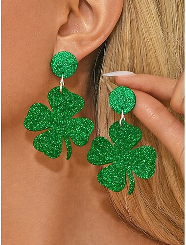  أقراط متدلية على شكل نفل من الأكريليك، خفيفة الوزن ولامعة، بتصميمات متعددة، مثالية لاحتفالات عيد القديس باتريك، مناسبة للمناسبات الرسمية والاحتفالات.