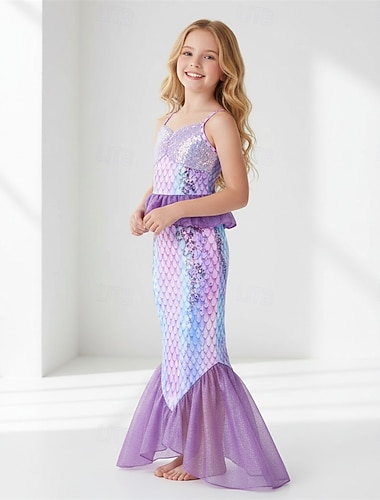  Havfrue Prinsesse Havfrue Kjoler Temafestkostyme Cosplay for Jente Barne Karneval Maskerade Fest Ferie