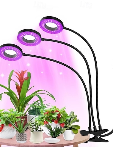  1/2/3/4-hodet klipsbar LED-plantelys, fullspektret, 48 LED-perler, timer, dimbar lysstyrke, 5V USB-drevet, innendørs grønne planter, hydroponikk, grønnsaker, drivhus, sukkulenter