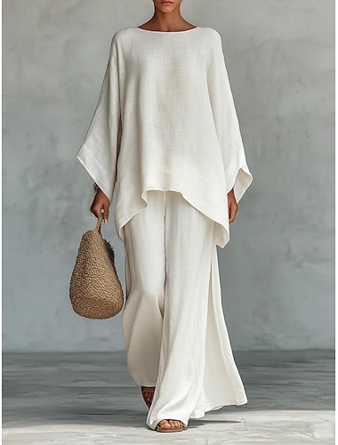  Damen Hosen-Sets Bolero-Oberteil Ärmellos Rundhals Einfarbig Druck Mode Streetwear Lässig Täglich Outdoor Schwarz Weiß Rote Sommer Lässiger Schnitt