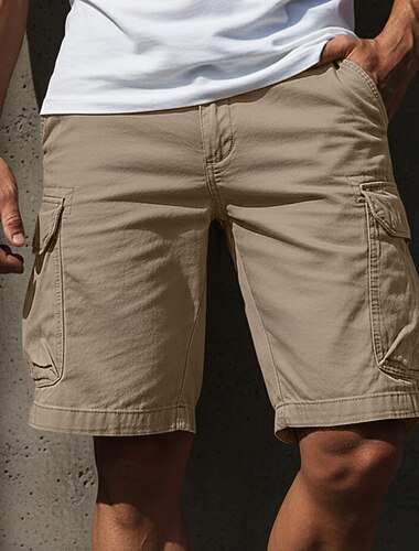  Herren Cargo-Shorts Outdoor Shorts Camping-Shorts Freizeitshorts Wander-Shorts Elastischer Bund Mehrere Taschen Gerader Schnitt Einfach Einheitliche Farbe tragbar Feuchtigkeitsableitend Kurz Lässig