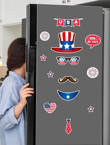  Магнитные наклейки на холодильник ко Дню независимости США, наклейки на автомобиль, праздничные украшения, водонепроницаемые наклейки на стену с мультяшными персонажами.