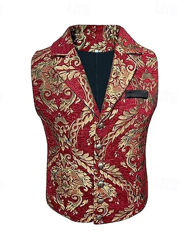  عتيق / معتق روكوكو عصر النهضة سترة بلا أكمام امير ارستقراطي قماش الجاكار ملابس تنكرية رجالي زي الكرنفال عيد الرعب مهرجان حفلة تنكرية معرض النهضة LARP للبالغين سترة