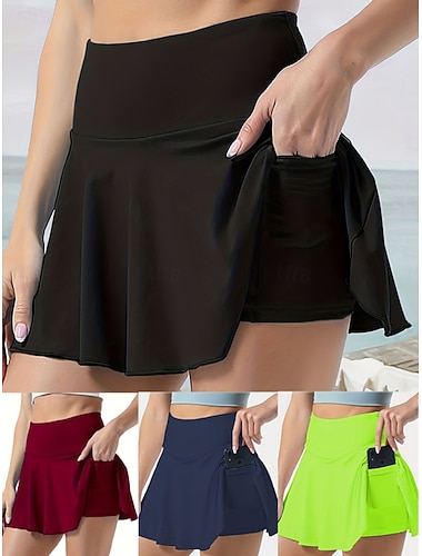  Damen Tennissrock Mode Lässig Über dem Knie Mittlere Hüfthöhe Röcke Einfach Plissiert 2 in 1 Mikroelastisch Straße Ausgehen Schwarz Weiß Gelb Wein Sommer Spandex Polyester