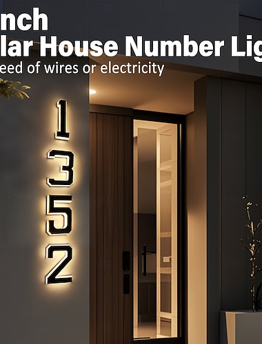  9-Zoll-Solar-Wandleuchte für Hausnummernschilder im Außenbereich, IP44 wasserdicht, LED-Zahlenleuchte für Garten, Veranda, Villa, Straße, beleuchtetes Hausnummernschild, dekorative Außenwandleuchte