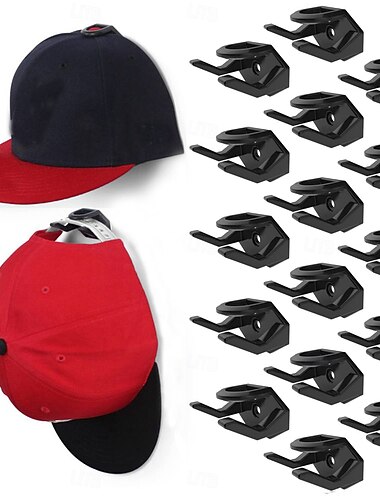  Conjunto de 16 ganchos adesivos para chapéus, suporte para chapéus sem furos e sem danos, suporte minimalista para bonés de beisebol. &Exiba cabides adesivos de alta fixação para chapéus e organize