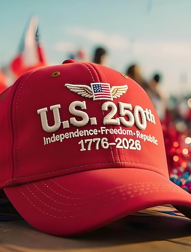  Baseballkappe zum 250. Jahrestag der USA, patriotische Stickerei, rote, verstellbare Snapback-Kappe, Feierkappe zum Unabhängigkeitstag (1776–2026) für Damen und Herren, Geschenk zur Parade am 4. Juli