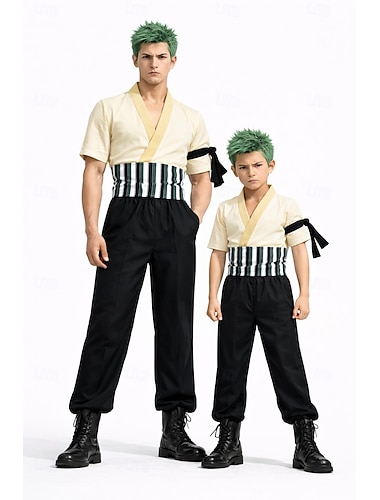  Avventuriero dell'oceano Pirata di Cappello di Paglia Spadaccino con tre spade Costume Cosplay Abiti Anime Cosplay for Per uomo Adulti Halloween Carnevale Feste Performance