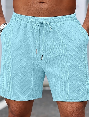 Herren Shorts Freizeitshorts Jacquard Strukturiert Einfach Komfort Atmungsaktiv Knielang Lässig Outdoor Strand Urlaub Mode Schwarz Weiß Mikroelastisch