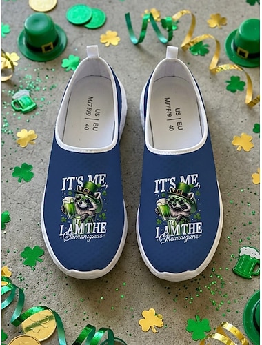  St. Patrick's Day-Sneaker für Herren zum Hineinschlüpfen – atmungsaktive, leichte Mesh-Freizeitschuhe für irische Kneipentouren, Paraden und Partynächte &Streetwear für den Urlaub