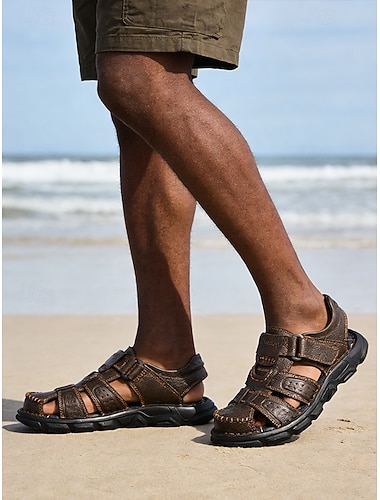  slitesterke strandsandaler for menn, vanntett kunstskinn, designet for komfort og stil på sommerferien