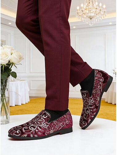  Elegante instappers voor heren, gemaakt van imitatieleer met bloemenprint, perfect voor bruiloften, feesten en formele gelegenheden.
