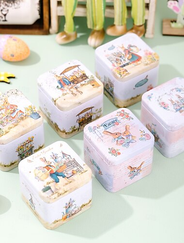  1 Stück Osterhasen-Blechdose, Geschenkbox aus Metall in Hasenform für Süßigkeiten und Kekse, dekorativer Aufbewahrungsbehälter für Ostereier, leere Verpackung für Leckereien