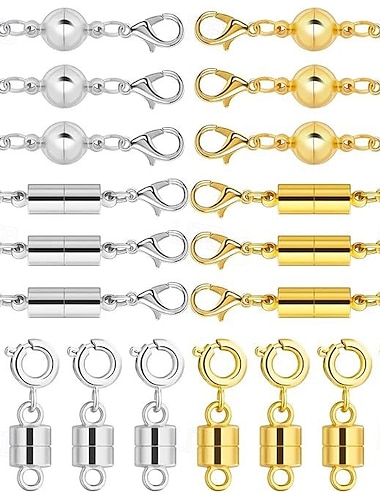  Confezione da 20 fermagli e chiusure magnetiche per collane. Estensore per collane con magnete potente. Chiusura magnetica per collane per la creazione di bracciali e collane di gioielli. Placcatura
