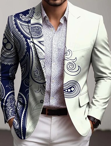  Per uomo Paisley Giacca blazer Cappotto Di tendenza Confortevole Traspirante Artistico Casual Casuale Quotidiano Abbigliamento da sera Stampa 3D Bottoni Multi-tasche Autunno & Inverno Primavera