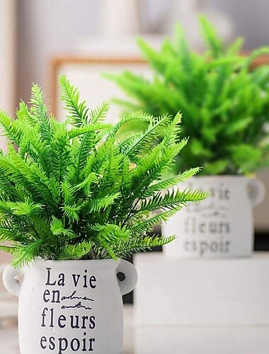  6 paquetes de plantas artificiales de cycas, arbusto de vegetación artificial para exteriores resistente a los rayos UV, planta artificial para todas las estaciones para decoración del hogar, patio y