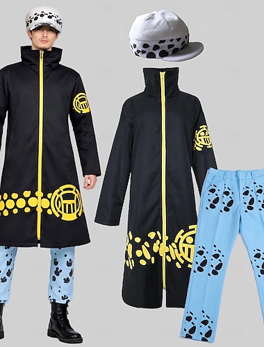 Haveventyrer Pirat Trafalgar lov Stråhattpirat Anime Bukser Cosplay kostyme Kappe Cosplay-drakter Bukser Kappe Hatt Til Herre Voksne