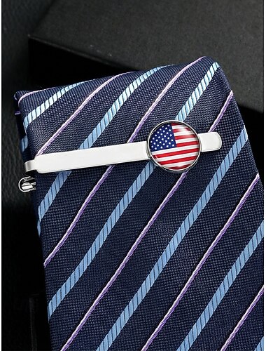  Verenigde Staten 250ste Verjaardag Mannen Nationale Vlag Stropdas Clip - Premium Legering Patriot Stropdasklem met USA VK Duitsland  Multi-Land Vlaggen - Nationale Feestdagen en Formaliteiten