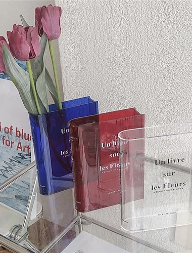  Buchvase für Blumen – ästhetische Raumdekoration für modernes Zuhause/Büro, minimalistischer Regalorganizer mit Blumenarrangement für Bücherliebhaber &Liebhaber von Inneneinrichtung