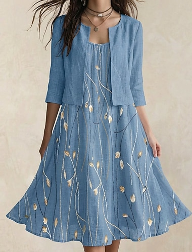  Damen Midikleid Freizeitkleid Kleid-Set Mode Modern Täglich Strand Wochenende Normale Passform Blume Halbarm V Ausschnitt Blau Hellgrün Rosa Rote Frühling Herbst