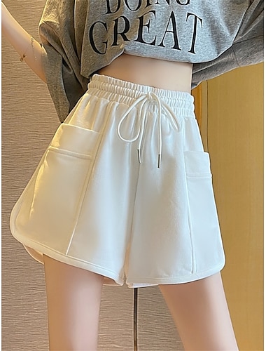  Dámské Tepláky Kalhoty chinos Kraťasy prázdniny Módní Šik ven Krátký Vysoký pas Bez vzoru Kapsy Elastický pas Pohodlný Pohodlné Yumuşak Elastické Venkovní ulice Černá Bílá Světlá růžová Šedá Léto Jaro