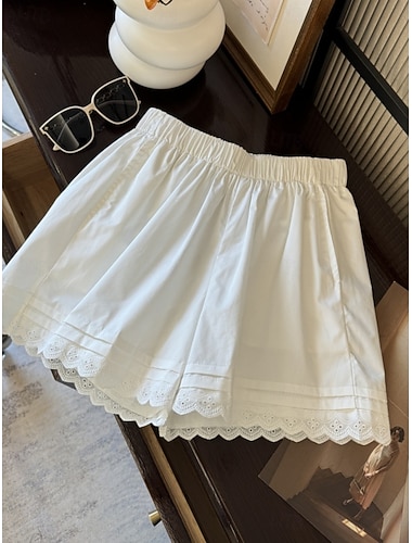  Dámské Tepláky Kalhoty chinos Kraťasy prázdniny Módní Šik ven Krátký Vysoký pas Bez vzoru Krajka Elastický pas Pohodlný Pohodlné Yumuşak Elastické Venkovní ulice Černá Bílá Léto Jaro Podzim Volný