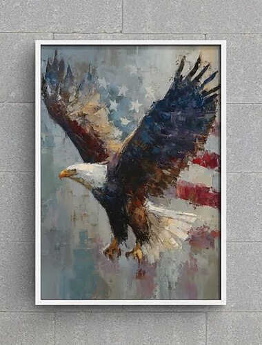  250 Jahre Amerika, handgemaltes Ölgemälde auf Leinwand, Wanddekoration, Weißkopfseeadler startet und fliegt frei, für die Heimdekoration, gerollt, rahmenlos, ungespannt
