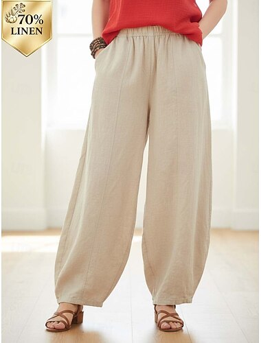  Damen Chinos Sommerhose Lange Unterhosen Streetwear Lässig Volle Länge Mittlere Taillenlinie Einfarbig Tasche Bequem Unelastisch Täglich Outdoor Straße Dunkelgrau Aprikose Dunkelmarine Herbst Winter