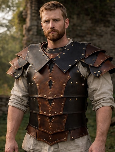  Rétro Vintage Médiéval Renaissance Armure Armure d'Épaule Chevalier Ranger Déguisement Homme Halloween Carnaval Foire de la Renaissance LARP Adultes Gilet Armure d'épaule Toutes saisons