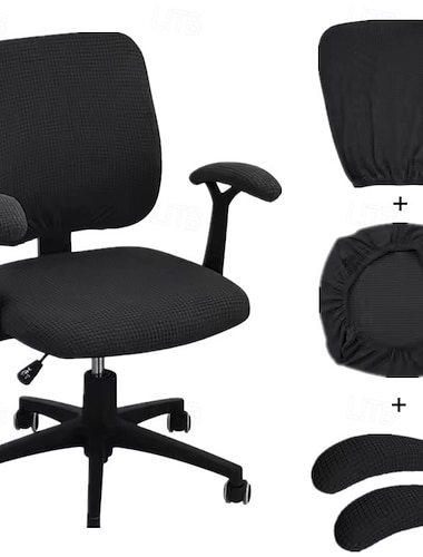  4 stk. 1 sett stretchstoltrekk elastiske seteputer rygg- og armlentrekk sklisikre trekk til kontordatamaskinbord spisestuestol