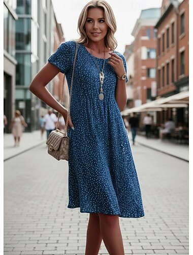  Mulheres Minivestido Vestido floral Vestido Boho Vestido estampado Clássico Moderno Diário Ao ar livre Férias Normal Flor Manga Curta Gola Redonda Azul Vinho Verde Verão