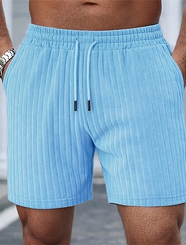  Herren Shorts Freizeitshorts Jacquard Strukturiert Einfach Komfort Atmungsaktiv Über dem Knie Lässig Outdoor Strand Urlaub Mode Schwarz Wein Dehnbar