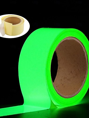  Selvlysende tape 9,5 x 5 cm grønn, sterk, selvlysende tape, avtakbar, vanntett og fotoluminescerende