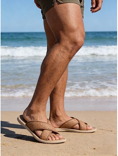  Sandales de plage pour hommes en similicuir, élégantes et résistantes, parfaites pour les activités de plage ou de villégiature en plein air.