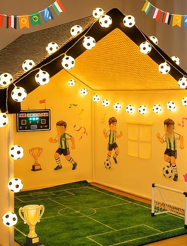  Světové fotbalové řetězové osvětlení fotbalová tématická dekorační světla 3m 20LEDs vnitřní atmosféra místnosti světlo na baterie sportovní párty dárky velikonoční valentýnské sváteční dekorace