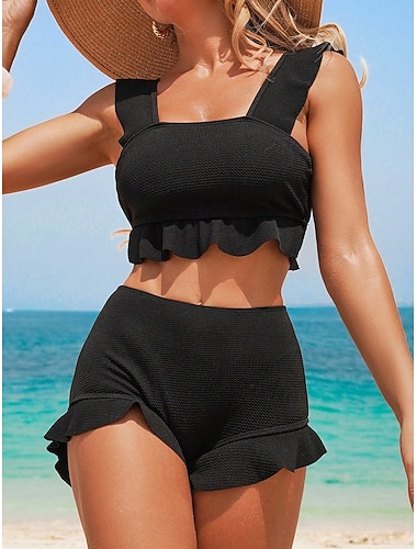  Dámské Plavky Bikiny 2 ks Sukně Plavky Štíhlý Volná záda prázdniny Oblečení na pláž Pevná barva Kopeček Bez rukávů Plavky