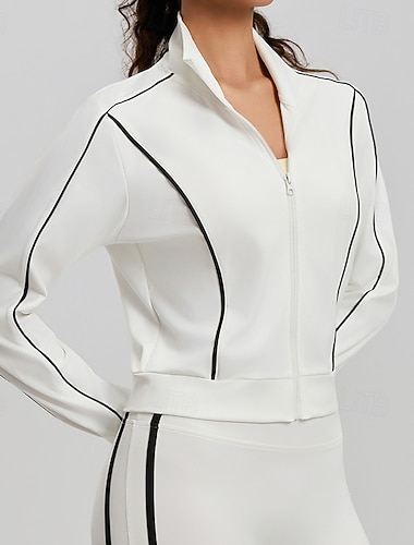  Damskie Solidne kolory Běžecká bunda Kurtka Outdoorowa Kurtka sportowa Lato Wiosna Jesień Pełny zameczek Szczupła Długi rękaw Szybkie wysychanie Lekki Elastyczny Oddychający Siłownia Bieganie