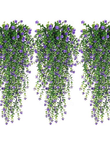 6 piezas de plantas colgantes artificiales, flores de enredadera colgantes falsas, plantas falsas, plantas colgantes de imitación, hojas de eucalipto falsas, vegetación para pared interior, pared de